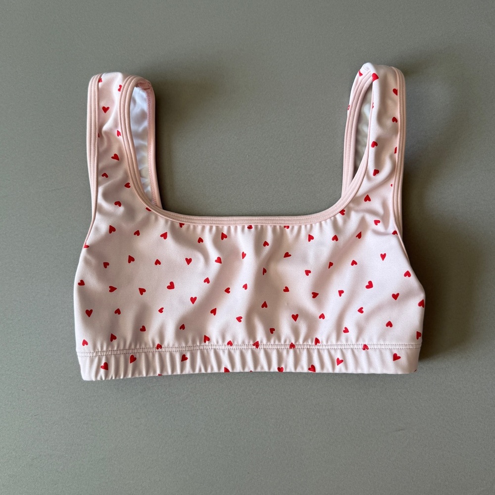 Eleve Dancewear Custom Pink Sports Bra with Red Hearts